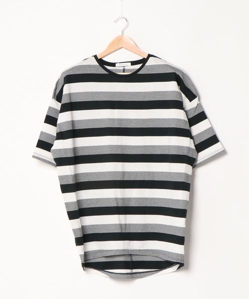 AMERICAN HOLIC（アメリカンホリック）の「マルチボーダーカットチュニック1 ＊（Tシャツ/カットソー・レディース・ブラック/ネイビー・FREE）」の3枚目の写真