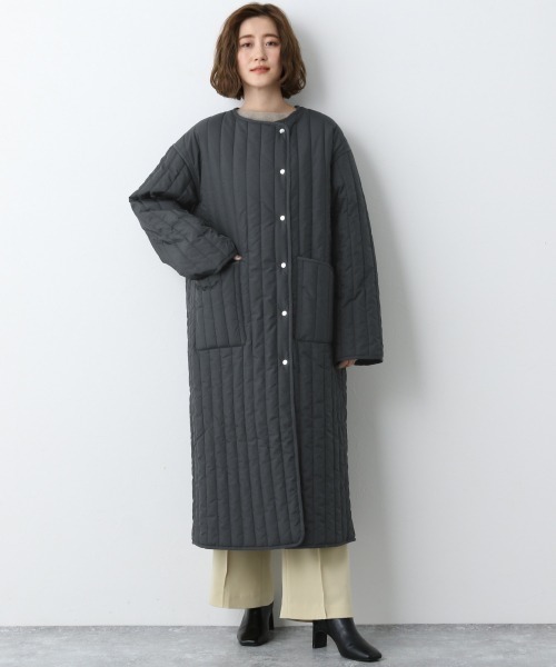 A part by（アパートバイ）の「Poキルティングノーカラーコート　917363（ダウンジャケット/コート・レディース・アイボリー/チャコールグレー/グリーン系その他4・FREE）」の12枚目の写真