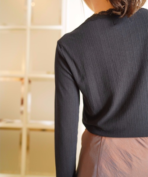 flowriri(フロウリリ)の「flowriri レースデザインカットソー(Tシャツ/カットソー・レディース・ホワイト/ブラック・FREE)」の6枚目の写真