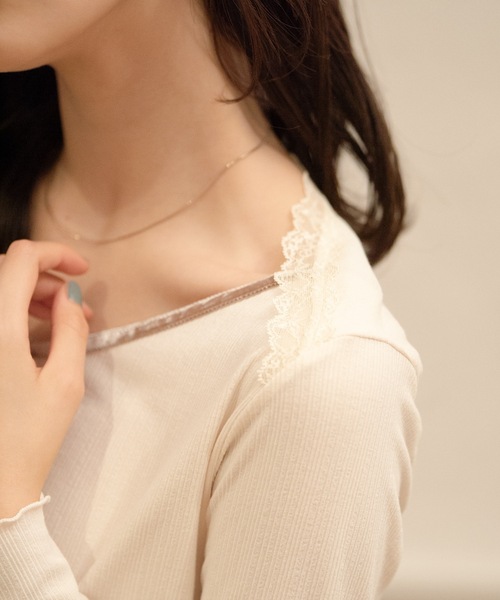 flowriri(フロウリリ)の「flowriri レースデザインカットソー(Tシャツ/カットソー・レディース・ホワイト/ブラック・FREE)」の14枚目の写真