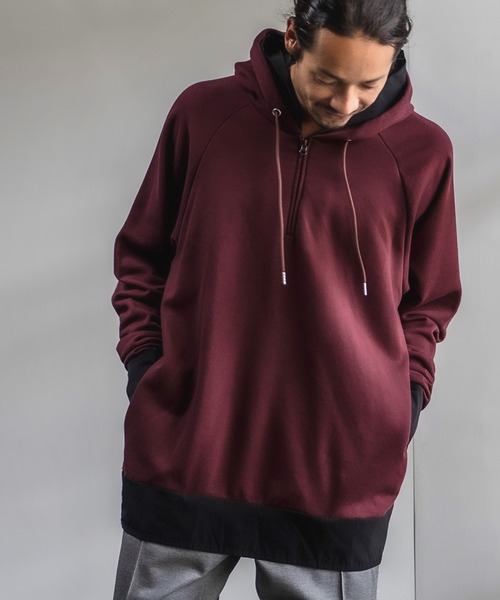 CAMBIO(カンビオ)の「mpa2427-Layered Design Parka パーカー(パーカー・メンズ・オリーブ/ワイン/ブラック/ミックスグレー・L/S/M)」の4枚目の写真