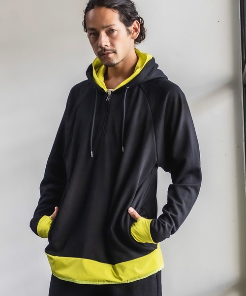 CAMBIO(カンビオ)の「mpa2427-Layered Design Parka パーカー(パーカー・メンズ・オリーブ/ワイン/ブラック/ミックスグレー・L/S/M)」の2枚目の写真