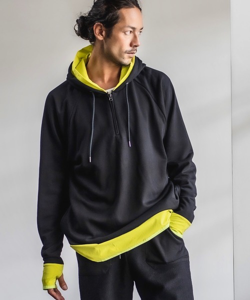 CAMBIO(カンビオ)の「mpa2427-Layered Design Parka パーカー(パーカー・メンズ・オリーブ/ワイン/ブラック/ミックスグレー・L/S/M)」の5枚目の写真