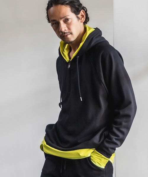 CAMBIO(カンビオ)の「mpa2427-Layered Design Parka パーカー(パーカー・メンズ・オリーブ/ワイン/ブラック/ミックスグレー・L/S/M)」の6枚目の写真