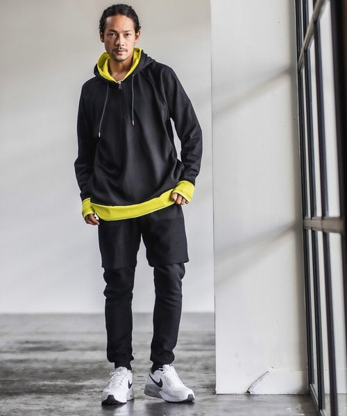 CAMBIO(カンビオ)の「mpa2427-Layered Design Parka パーカー(パーカー・メンズ・オリーブ/ワイン/ブラック/ミックスグレー・L/S/M)」の7枚目の写真