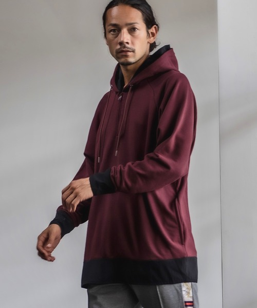 CAMBIO(カンビオ)の「mpa2427-Layered Design Parka パーカー(パーカー・メンズ・オリーブ/ワイン/ブラック/ミックスグレー・L/S/M)」の9枚目の写真