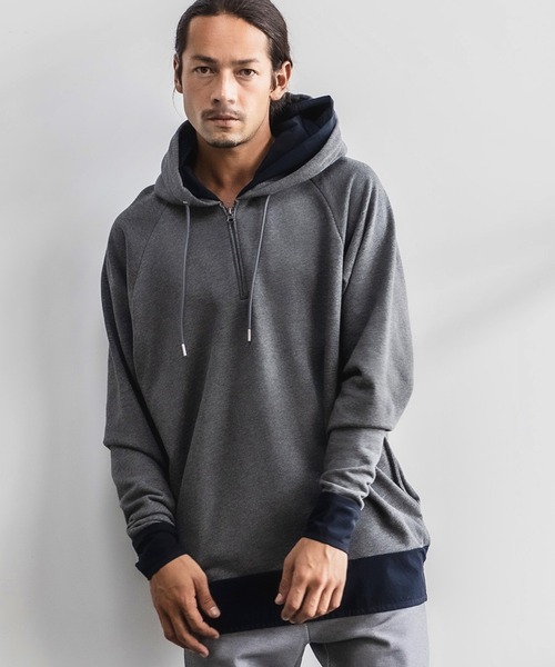 CAMBIO(カンビオ)の「mpa2427-Layered Design Parka パーカー(パーカー・メンズ・オリーブ/ワイン/ブラック/ミックスグレー・L/S/M)」の13枚目の写真