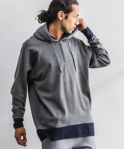 CAMBIO(カンビオ)の「mpa2427-Layered Design Parka パーカー(パーカー・メンズ・オリーブ/ワイン/ブラック/ミックスグレー・L/S/M)」の14枚目の写真