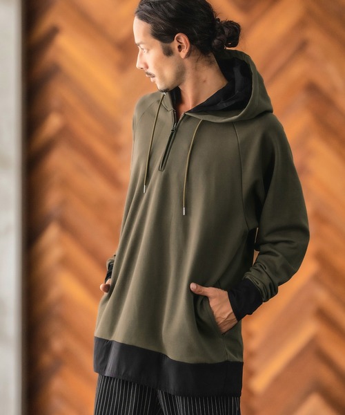 CAMBIO(カンビオ)の「mpa2427-Layered Design Parka パーカー(パーカー・メンズ・オリーブ/ワイン/ブラック/ミックスグレー・L/S/M)」の17枚目の写真