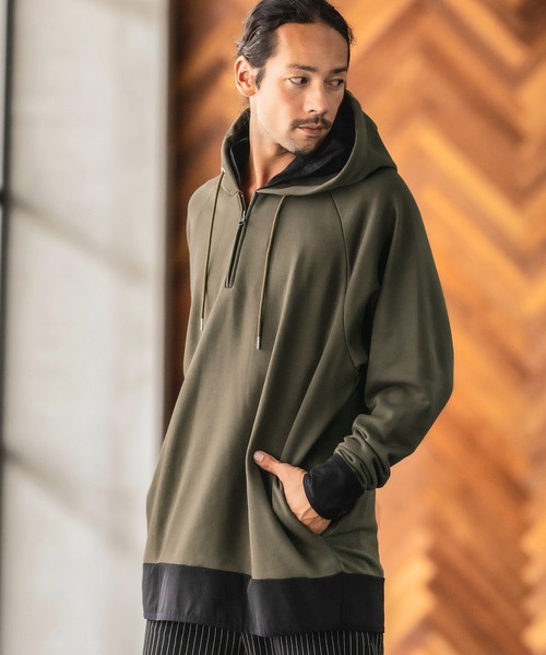 CAMBIO(カンビオ)の「mpa2427-Layered Design Parka パーカー(パーカー・メンズ・オリーブ/ワイン/ブラック/ミックスグレー・L/S/M)」の18枚目の写真