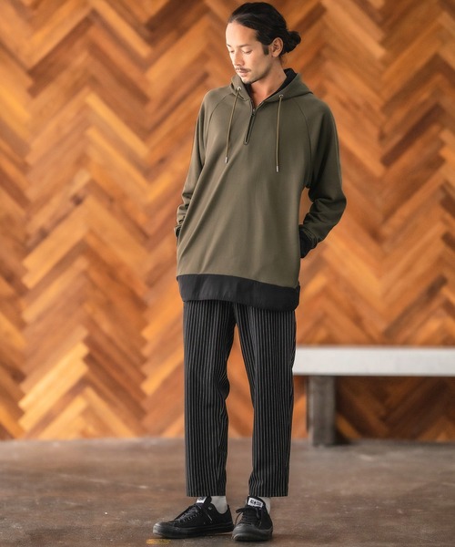 CAMBIO(カンビオ)の「mpa2427-Layered Design Parka パーカー(パーカー・メンズ・オリーブ/ワイン/ブラック/ミックスグレー・L/S/M)」の19枚目の写真