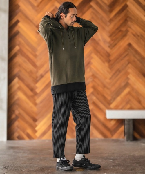CAMBIO(カンビオ)の「mpa2427-Layered Design Parka パーカー(パーカー・メンズ・オリーブ/ワイン/ブラック/ミックスグレー・L/S/M)」の20枚目の写真