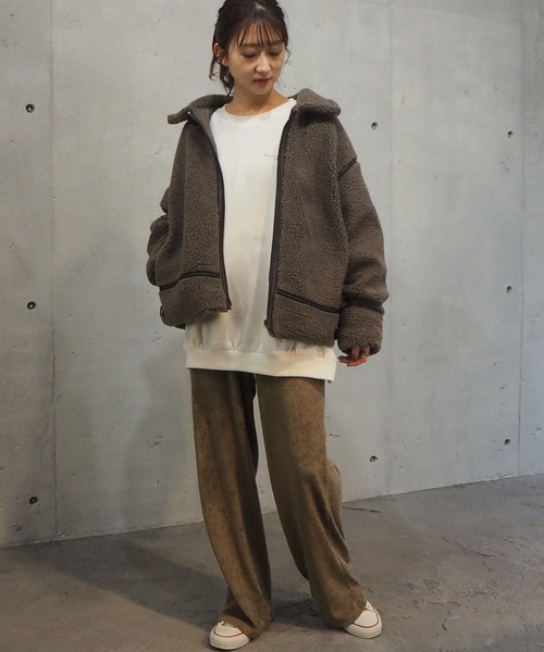 tiptop(ティップトップ)の「2020AW 配色パイピングボアブルゾン(ブルゾン・レディース・ベージュ/ブラウン/アイボリー/オフホワイト・FREE)」の11枚目の写真