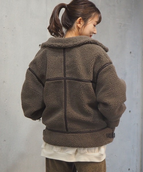 tiptop(ティップトップ)の「2020AW 配色パイピングボアブルゾン(ブルゾン・レディース・ベージュ/ブラウン/アイボリー/オフホワイト・FREE)」の14枚目の写真