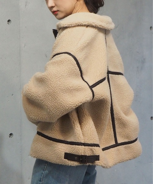 tiptop(ティップトップ)の「2020AW 配色パイピングボアブルゾン(ブルゾン・レディース・ベージュ/ブラウン/アイボリー/オフホワイト・FREE)」の17枚目の写真