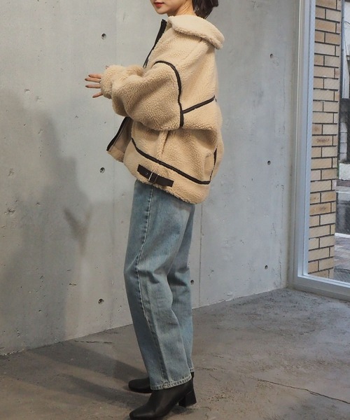 tiptop(ティップトップ)の「2020AW 配色パイピングボアブルゾン(ブルゾン・レディース・ベージュ/ブラウン/アイボリー/オフホワイト・FREE)」の18枚目の写真