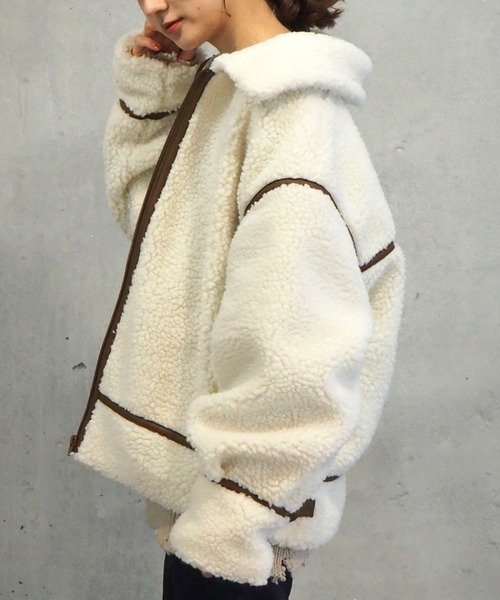tiptop(ティップトップ)の「2020AW 配色パイピングボアブルゾン(ブルゾン・レディース・ベージュ/ブラウン/アイボリー/オフホワイト・FREE)」の22枚目の写真