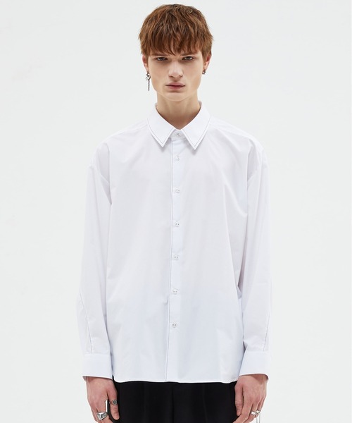 ADD SEOUL（エーディーディーソウル）の「【ADD SEOUL】TWIST SLEEVE STITCH SHIRT / ADD ツイスト スリーブ ステッチ オーバーサイズ シャツ（シャツ/ブラウス・メンズ・ホワイト/ブルー・1/2）」の16枚目の写真