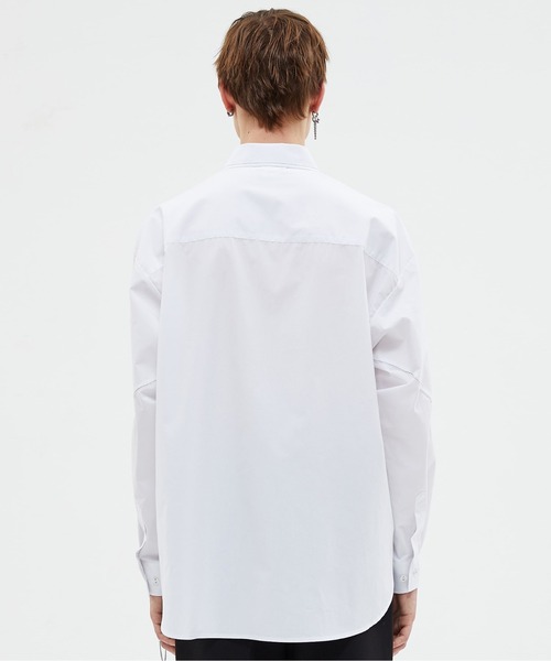 ADD SEOUL（エーディーディーソウル）の「【ADD SEOUL】TWIST SLEEVE STITCH SHIRT / ADD ツイスト スリーブ ステッチ オーバーサイズ シャツ（シャツ/ブラウス・メンズ・ホワイト/ブルー・1/2）」の14枚目の写真