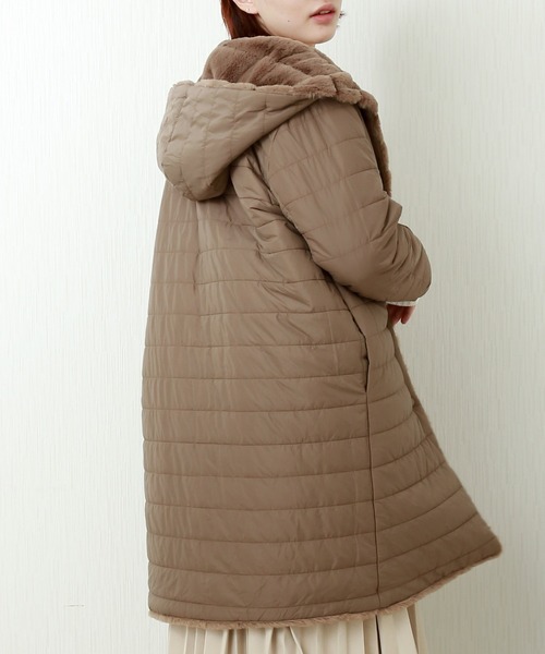 n'ee-ne（ネーネ）の「ボーダー風ファー×キルティング　リバーシブルコート（その他アウター・レディース・ブラック/ベージュ/グレー/モカ・M/L）」の18枚目の写真