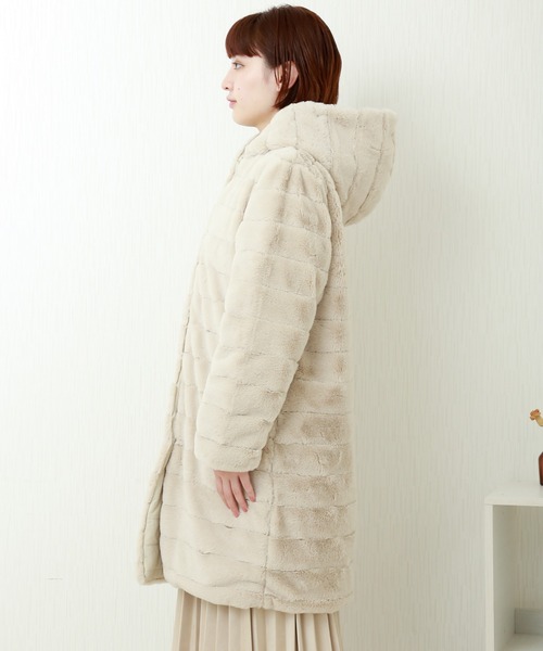 n'ee-ne（ネーネ）の「ボーダー風ファー×キルティング　リバーシブルコート（その他アウター・レディース・ブラック/ベージュ/グレー/モカ・M/L）」の16枚目の写真