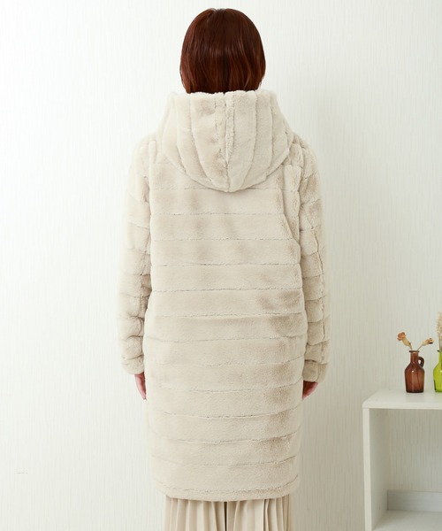 n'ee-ne（ネーネ）の「ボーダー風ファー×キルティング　リバーシブルコート（その他アウター・レディース・ブラック/ベージュ/グレー/モカ・M/L）」の22枚目の写真