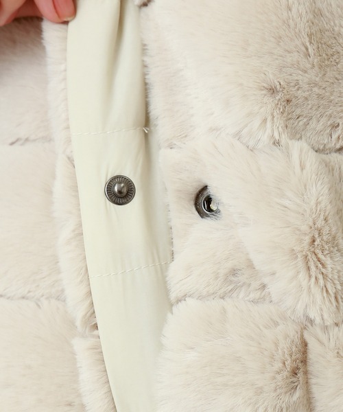 n'ee-ne（ネーネ）の「ボーダー風ファー×キルティング　リバーシブルコート（その他アウター・レディース・ブラック/ベージュ/グレー/モカ・M/L）」の10枚目の写真