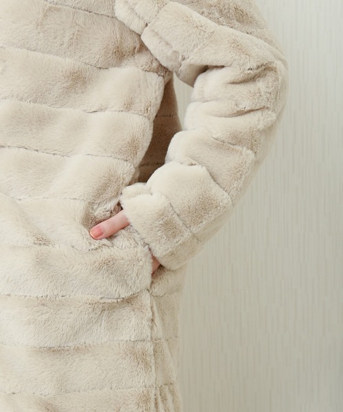 n'ee-ne（ネーネ）の「ボーダー風ファー×キルティング　リバーシブルコート（その他アウター・レディース・ブラック/ベージュ/グレー/モカ・M/L）」の19枚目の写真