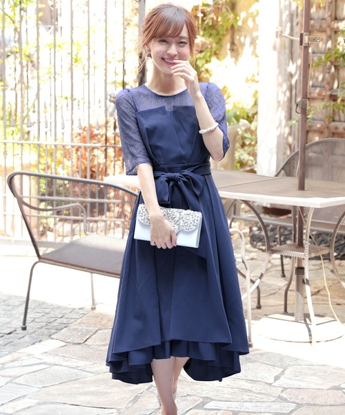 Primazel プリマゼル のファッション レース切替フィッシュテールロングパーティドレス ドレス ドレス セール 祝開店大放出セール開催中 ドレス