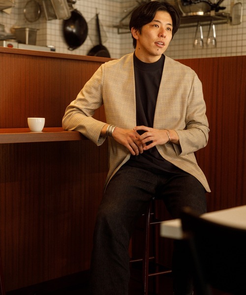 ADAM ET ROPE'(アダムエロペ)の「【OGUZ】ROOMジャケット/セットアップ対応(ノーカラージャケット・メンズ・チャコールグレー/ベージュ系その他・S/M/L)」の2枚目の写真