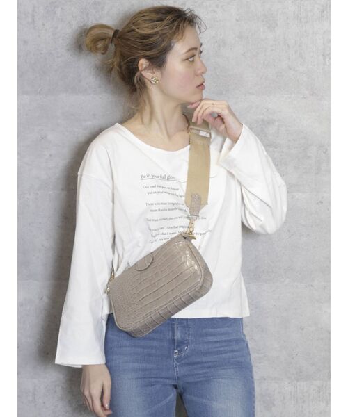 dazzlin（ダズリン）の「メッセージロンT（Tシャツ/カットソー・レディース・オフホワイト/ブラック/グレー・FREE）」の13枚目の写真