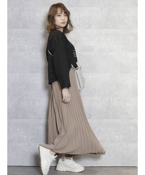 dazzlin（ダズリン）の「メッセージロンT（Tシャツ/カットソー・レディース・オフホワイト/ブラック/グレー・FREE）」の5枚目の写真