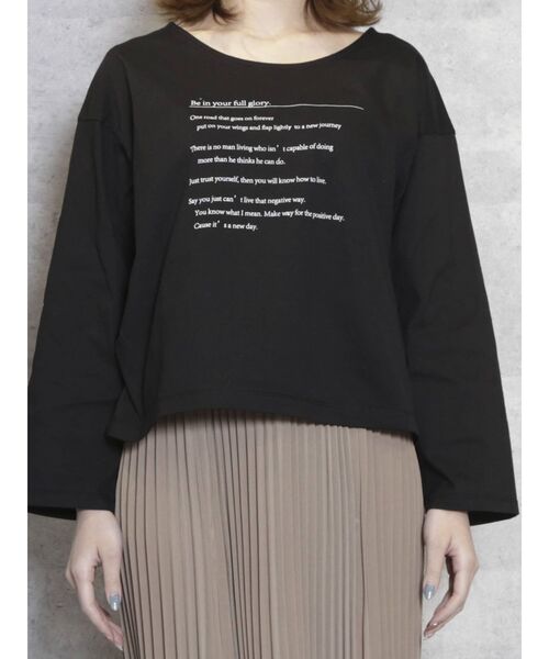 dazzlin（ダズリン）の「メッセージロンT（Tシャツ/カットソー・レディース・オフホワイト/ブラック/グレー・FREE）」の10枚目の写真