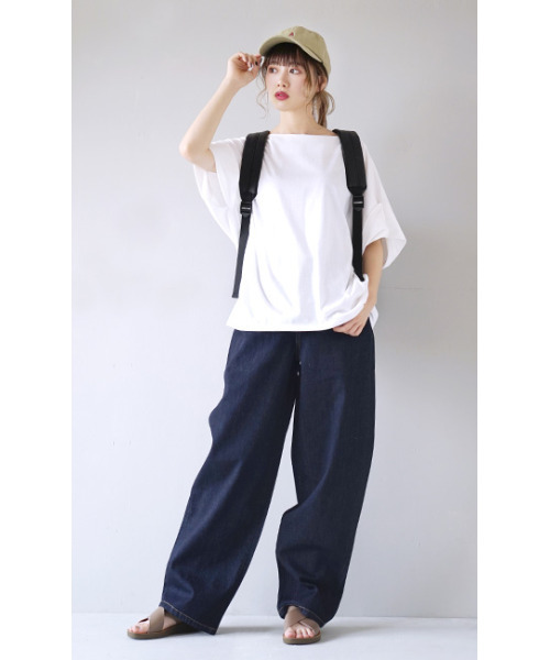 zootie(ズーティー)の「デザインPlus サイドタック ドルマンプルオーバー(Tシャツ/カットソー・レディース・ブルー系その他/ライトブルー/チャコール/カーキ/オフホワイト/ブラック/マスタード/グレイッシュベージュ/ネイビー/パープル/キャメル/ライトカーキ/ライトピンク/イエロー系その他/ラベンダー/アイボリー・フリー)」の20枚目の写真