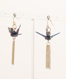 【倭物やカヤ】飛び鶴ピアス