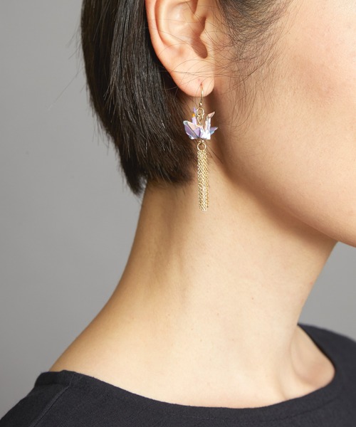 カヤ（カヤ）の「【カヤ】飛び鶴ピアス（ピアス（両耳用）・レディース・レッド/ピンク/インディゴブルー/ブルー/その他/桜/ライトパープル/スミクロ/キナリ・FREE）」の5枚目の写真