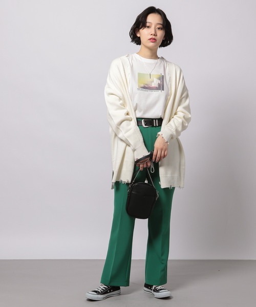 PAGEBOY（ページボーイ）の「ダメージVネックBIGカーディガン（カーディガン/ボレロ・レディース・オフホワイト/ブラック/グレイッシュベージュ/ターコイズブルー/ブルー系その他・FREE）」の16枚目の写真