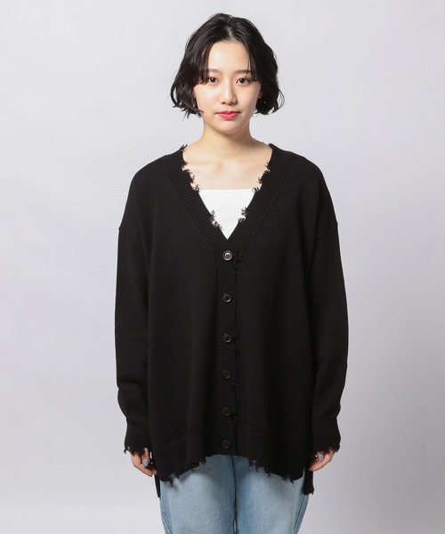 PAGEBOY（ページボーイ）の「ダメージVネックBIGカーディガン（カーディガン/ボレロ・レディース・オフホワイト/ブラック/グレイッシュベージュ/ターコイズブルー/ブルー系その他・FREE）」の17枚目の写真