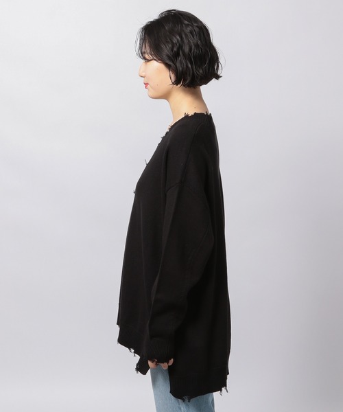 PAGEBOY（ページボーイ）の「ダメージVネックBIGカーディガン（カーディガン/ボレロ・レディース・オフホワイト/ブラック/グレイッシュベージュ/ターコイズブルー/ブルー系その他・FREE）」の20枚目の写真