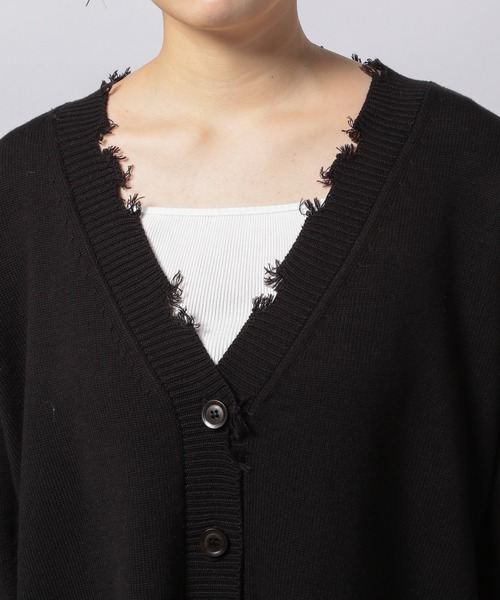 PAGEBOY（ページボーイ）の「ダメージVネックBIGカーディガン（カーディガン/ボレロ・レディース・オフホワイト/ブラック/グレイッシュベージュ/ターコイズブルー/ブルー系その他・FREE）」の9枚目の写真