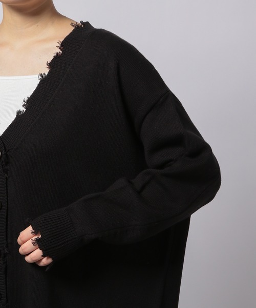 PAGEBOY（ページボーイ）の「ダメージVネックBIGカーディガン（カーディガン/ボレロ・レディース・オフホワイト/ブラック/グレイッシュベージュ/ターコイズブルー/ブルー系その他・FREE）」の13枚目の写真