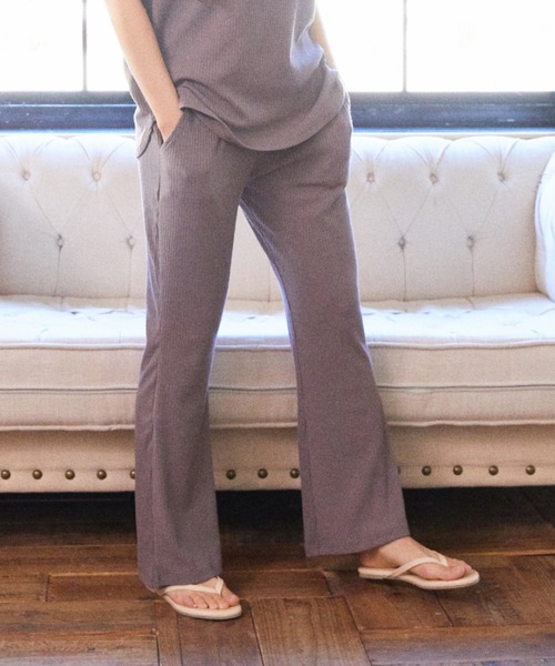 RIKKA FEMME（リッカファム）の「【ムラサキスポーツ別注】RIKKA  FEMME/リッカファム  リブ素材ルーズシルエットパンツ   R21SS212（その他パンツ・レディース・ブラウン/カーキ・M/L）」の2枚目の写真