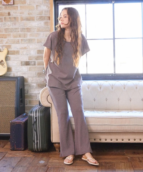 RIKKA FEMME（リッカファム）の「【ムラサキスポーツ別注】RIKKA  FEMME/リッカファム  リブ素材ルーズシルエットパンツ   R21SS212（その他パンツ・レディース・ブラウン/カーキ・M/L）」の6枚目の写真