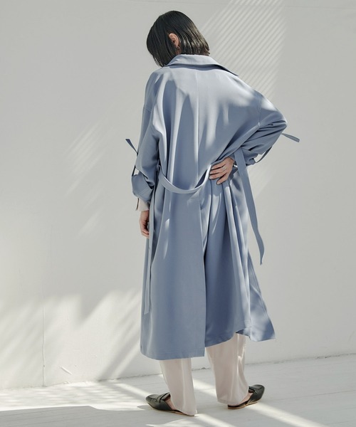 EMMA(EMMA CLOTHES)(エマ)の「【EMMA】ダブルクロス2WAYトレンチコート/ステンカラーコート(トレンチコート・レディース・ベージュ/ブルー/グリーン・FREE)」の14枚目の写真