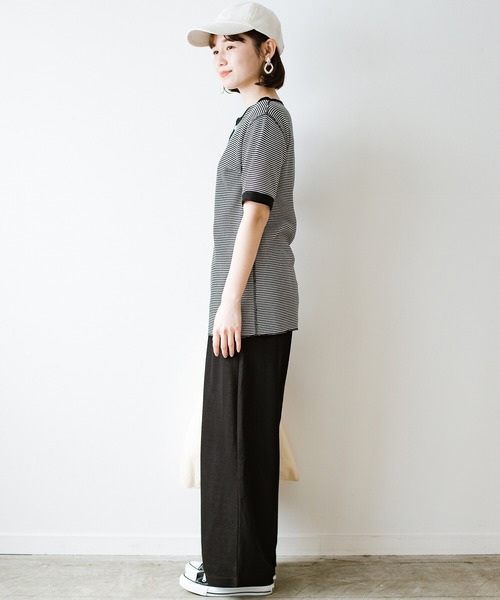 Healthknit(ヘルスニット)の「軽くて楽な着心地のベーシックワッフルヘンリーネックTシャツ by Healthknit(Tシャツ/カットソー・レディース・ブラック系その他/レッド系その他・MEDIUM)」の19枚目の写真