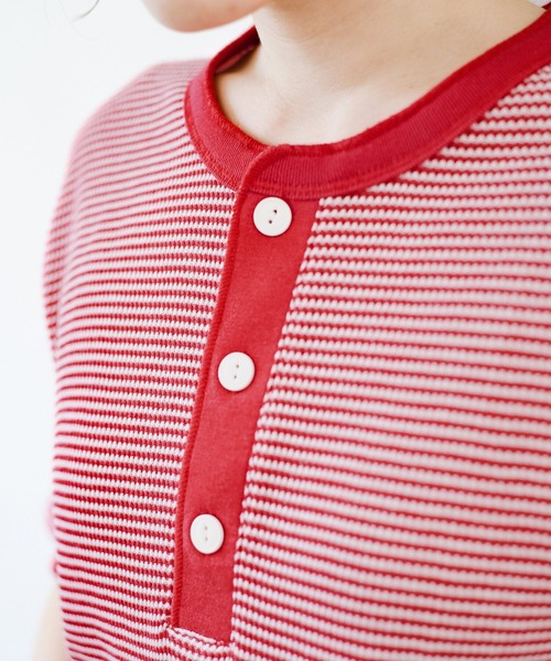 Healthknit(ヘルスニット)の「軽くて楽な着心地のベーシックワッフルヘンリーネックTシャツ by Healthknit(Tシャツ/カットソー・レディース・ブラック系その他/レッド系その他・MEDIUM)」の10枚目の写真