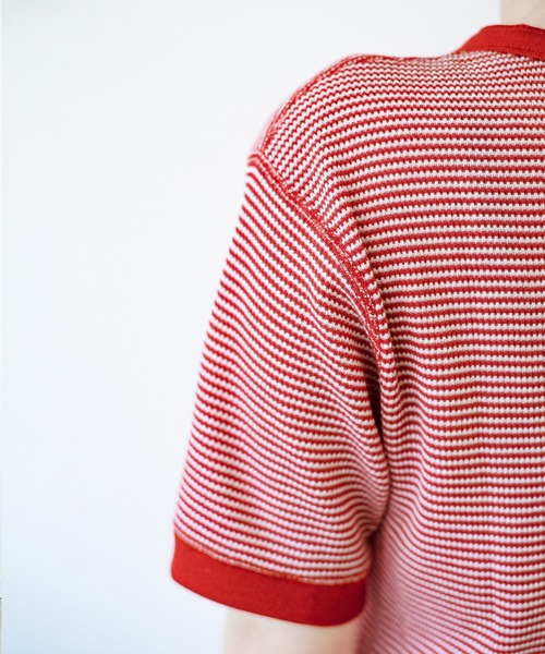 Healthknit(ヘルスニット)の「軽くて楽な着心地のベーシックワッフルヘンリーネックTシャツ by Healthknit(Tシャツ/カットソー・レディース・ブラック系その他/レッド系その他・MEDIUM)」の4枚目の写真