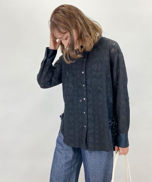 fredy repit（フレディレピ）の「レースバンドカラーシャツ（シャツ/ブラウス・レディース・オフホワイト/ブラック・38）」の14枚目の写真