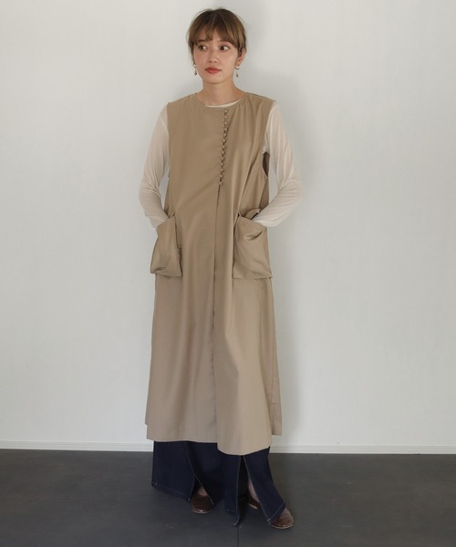 Cleio ワンピース 包みボタンスリーブレスワンピース ワンピース Cleio クレイオ のファッション