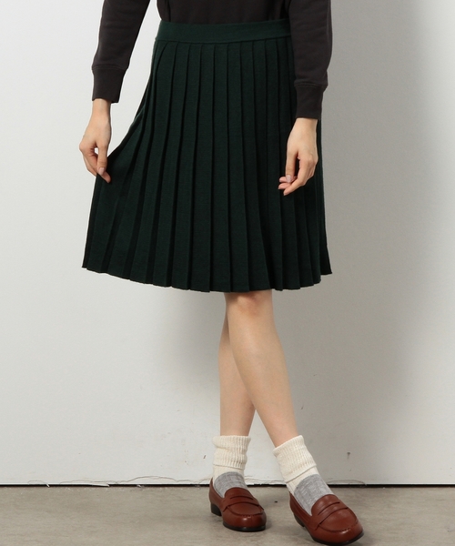 coen（コーエン）の「ウォッシャブルウール混ニットプリーツスカート§（スカート・レディース・ベージュ/ダークグリーン/ネイビー・フリー）」の15枚目の写真